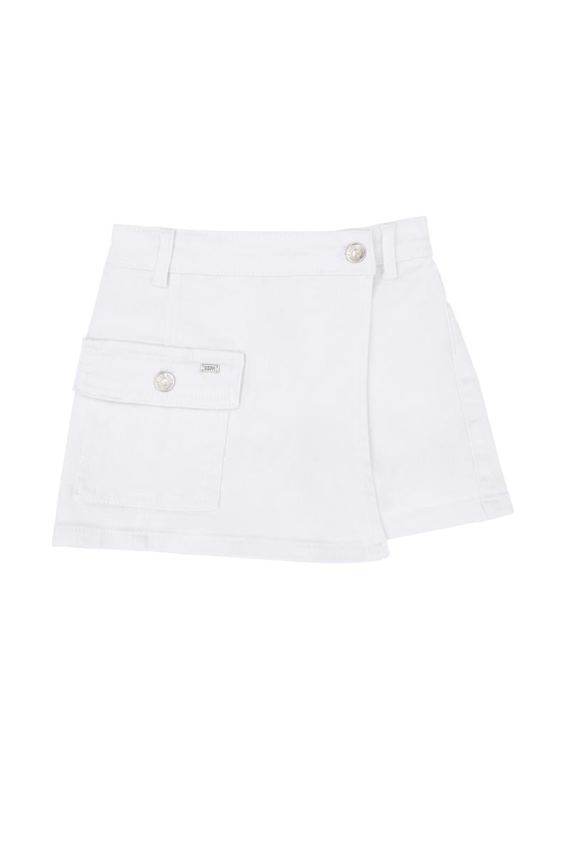 Kız Çocuk Beyaz Jean Şort