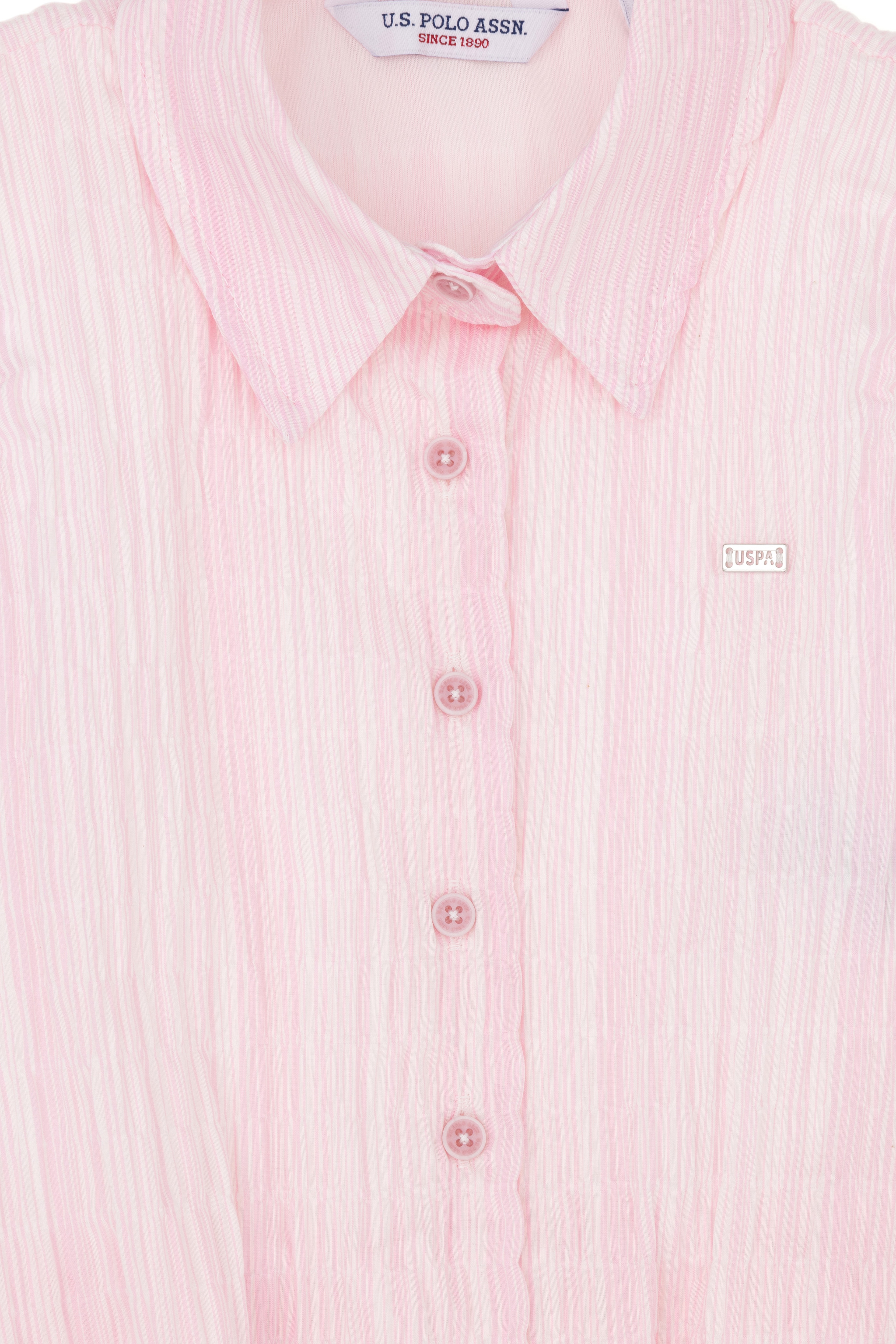 Kız Çocuk Pembe Kısa Kollu Gömlek - Image 3