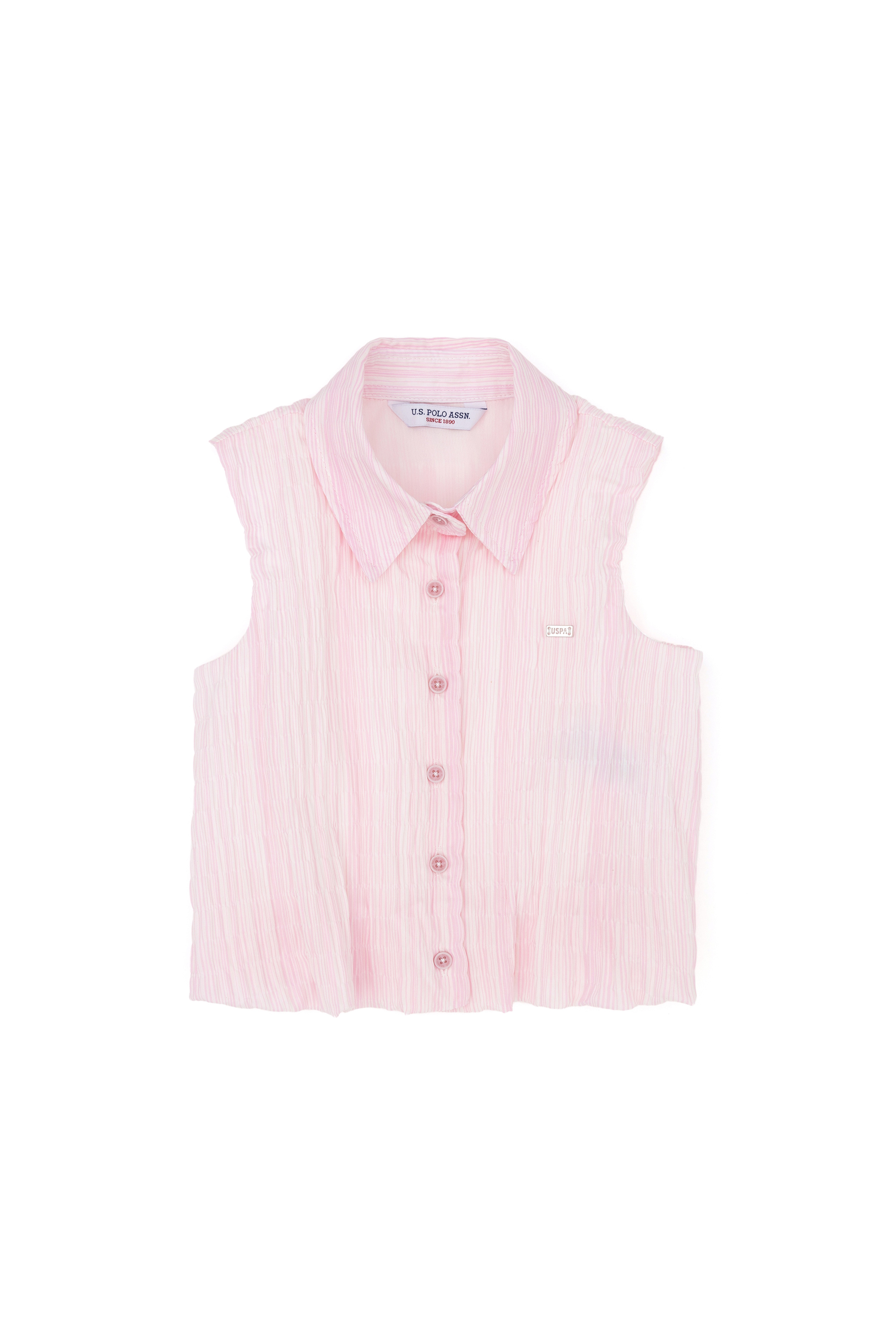 Kız Çocuk Pembe Kısa Kollu Gömlek - Image 1