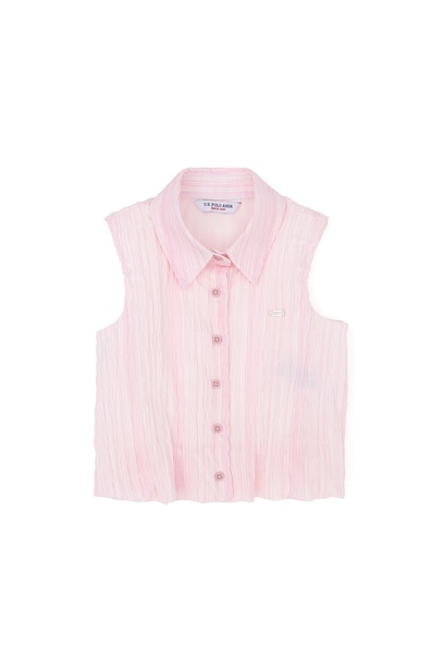 Kız Çocuk Pembe Kısa Kollu Gömlek