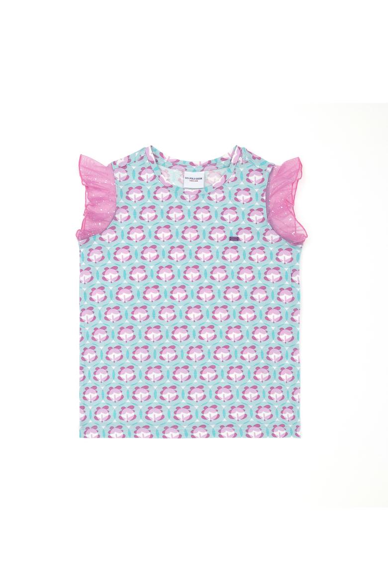 Kız Çocuk Mint Bisiklet Yaka Tişört