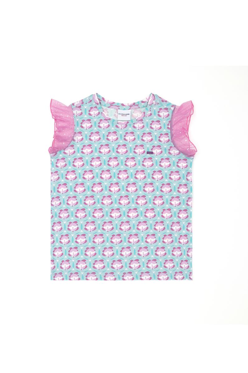 Kız Çocuk Mint Bisiklet Yaka Tişört