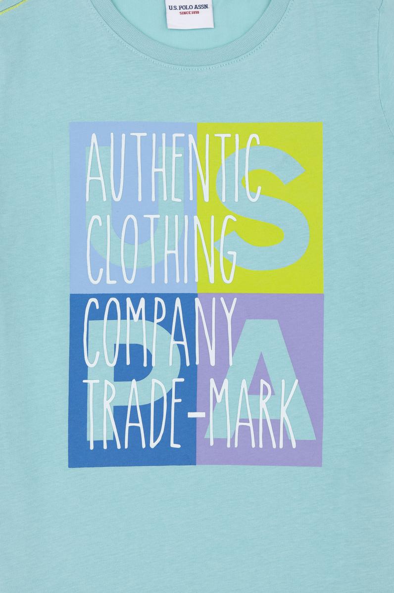 Erkek Çocuk Su Yeşili Bisiklet Yaka Tişört