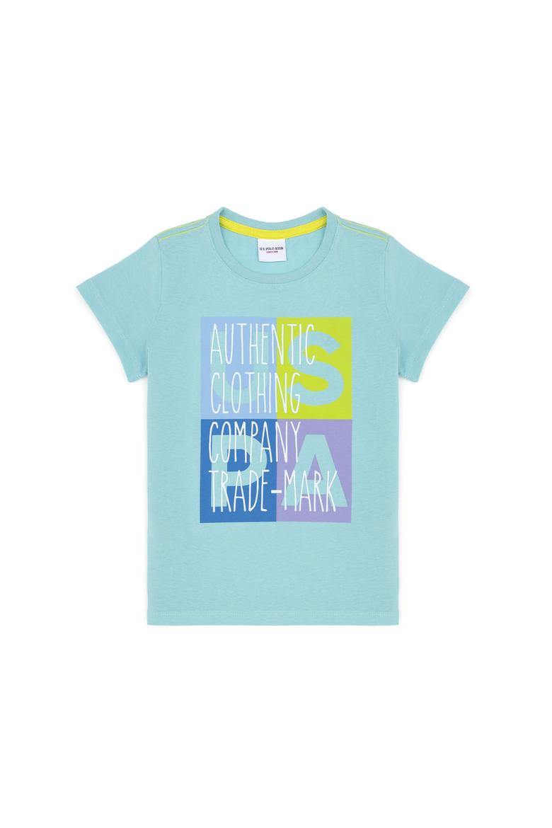 Erkek Çocuk Su Yeşili Bisiklet Yaka Tişört