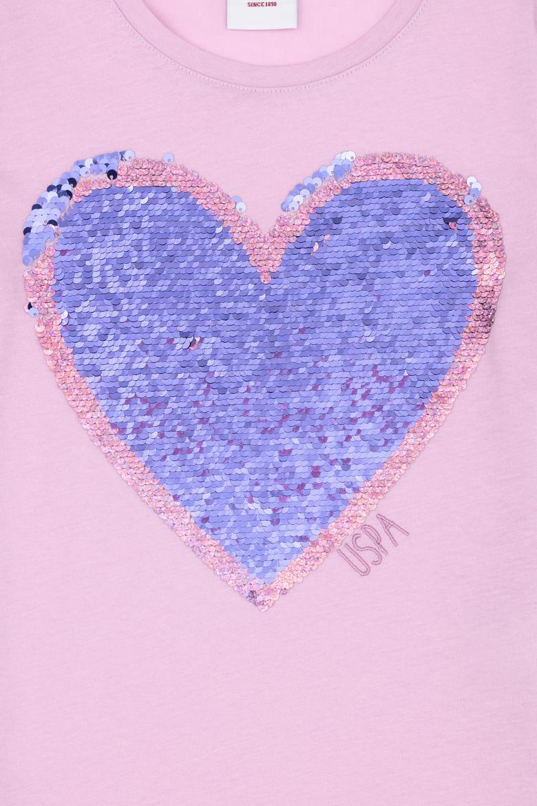 Kız Çocuk Pembe Bisiklet Yaka Tişört - 50283267022