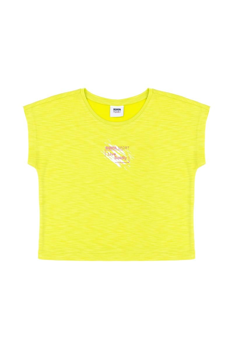 Kız Çocuk Fıstık Yeşili Bisiklet Yaka Tişört