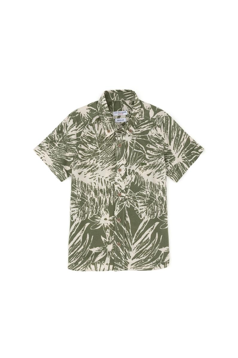 Erkek Çocuk Ekru Kısa Kollu Gömlek