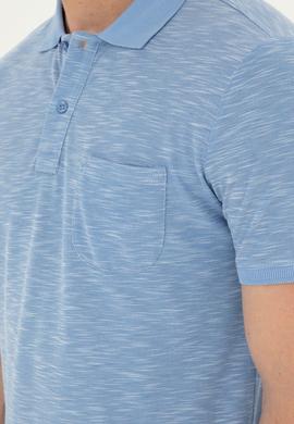 Erkek Slim Fit Polo Yaka Koyu Mavi Tişört - 50279560078