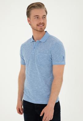 Erkek Slim Fit Polo Yaka Koyu Mavi Tişört - 50279560078