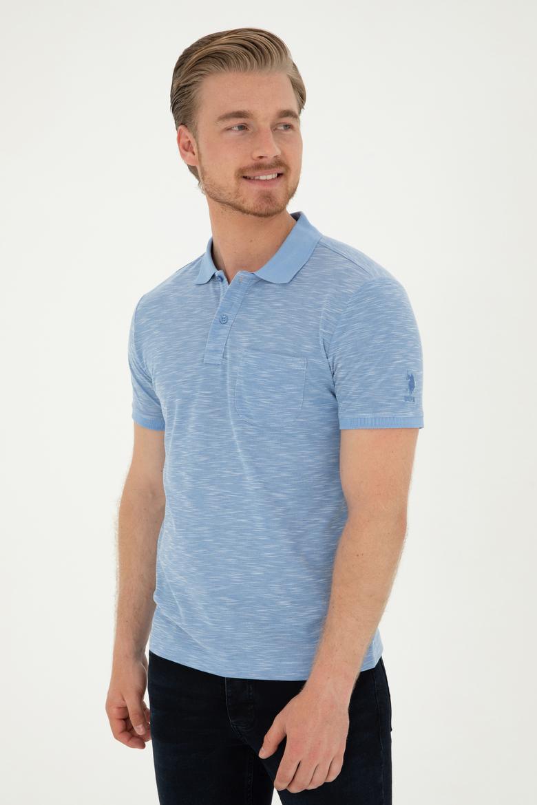 Erkek Slim Fit Polo Yaka Koyu Mavi Tişört - 50279560078
