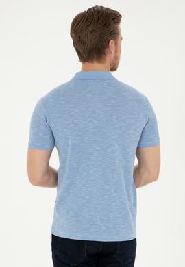 Erkek Slim Fit Polo Yaka Koyu Mavi Tişört - 50279560078