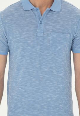 Erkek Slim Fit Polo Yaka Koyu Mavi Tişört - 50279560078