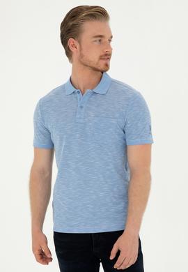 Erkek Slim Fit Polo Yaka Koyu Mavi Tişört - 50279560078
