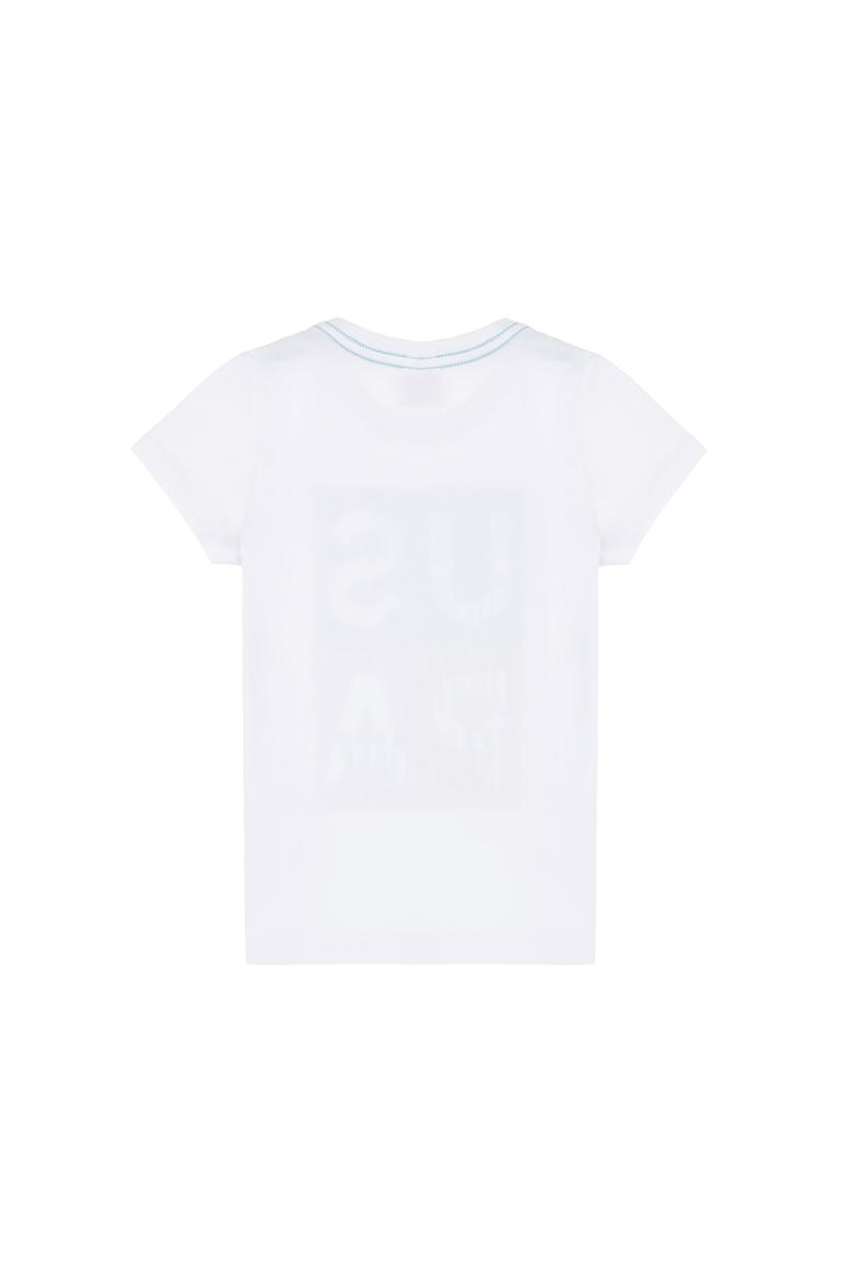 Erkek Çocuk Beyaz Bisiklet Yaka Tişört - 50281681043