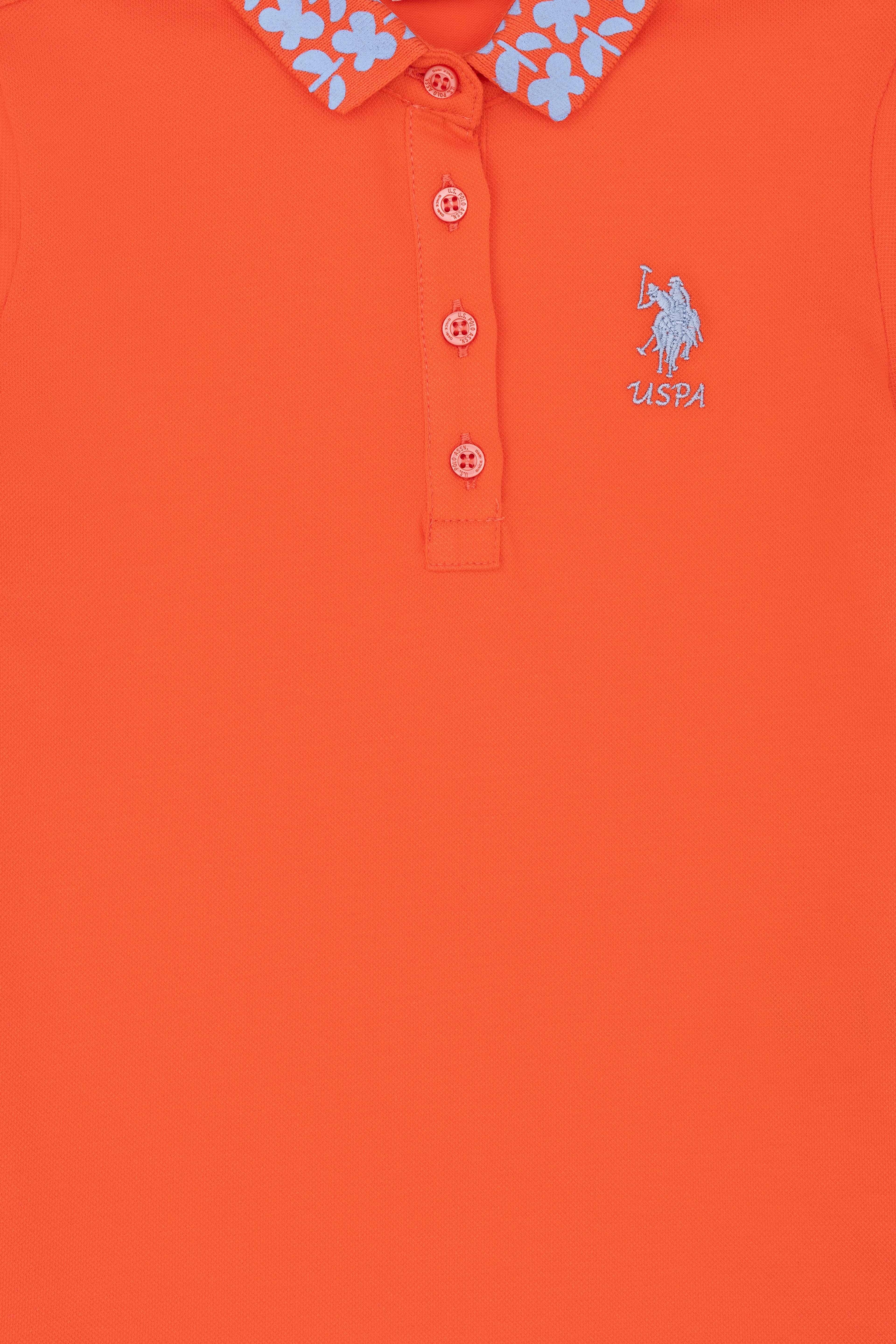 Kız Çocuk Nar Çiçeği Polo Yaka Basic Tişört - Image 3