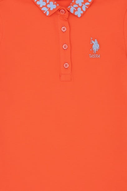Kız Çocuk Nar Çiçeği Polo Yaka Basic Tişört