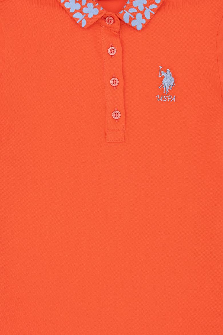 Kız Çocuk Nar Çiçeği Polo Yaka Basic Tişört - 50283284050