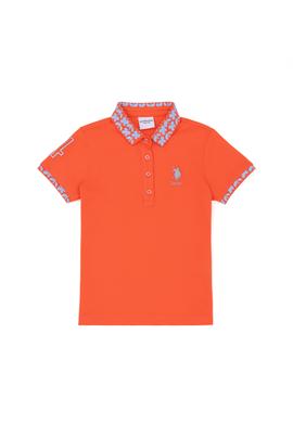 Kız Çocuk Nar Çiçeği Polo Yaka Basic Tişört - 50283284050