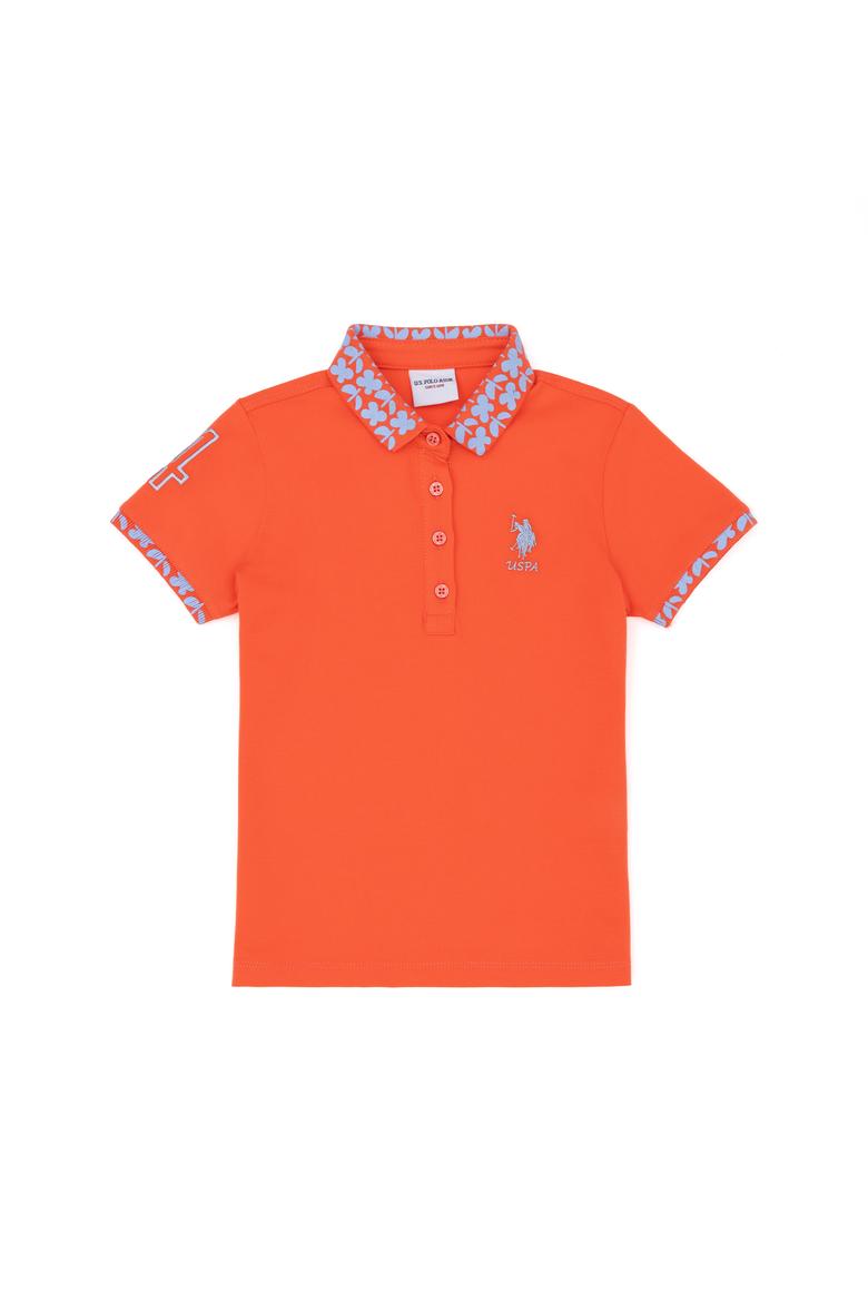 Kız Çocuk Nar Çiçeği Polo Yaka Basic Tişört