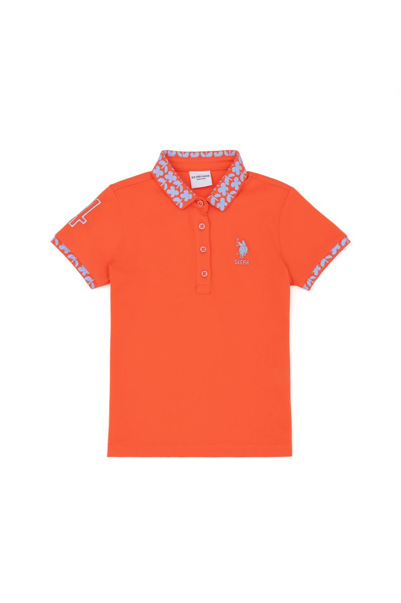 Kız Çocuk Nar Çiçeği Polo Yaka Basic Tişört