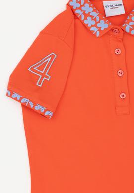 Kız Çocuk Nar Çiçeği Polo Yaka Basic Tişört - 50283284050