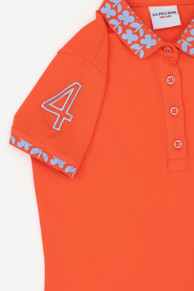 Kız Çocuk Nar Çiçeği Polo Yaka Basic Tişört - 50283284050