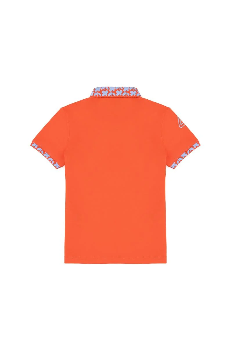 Kız Çocuk Nar Çiçeği Polo Yaka Basic Tişört