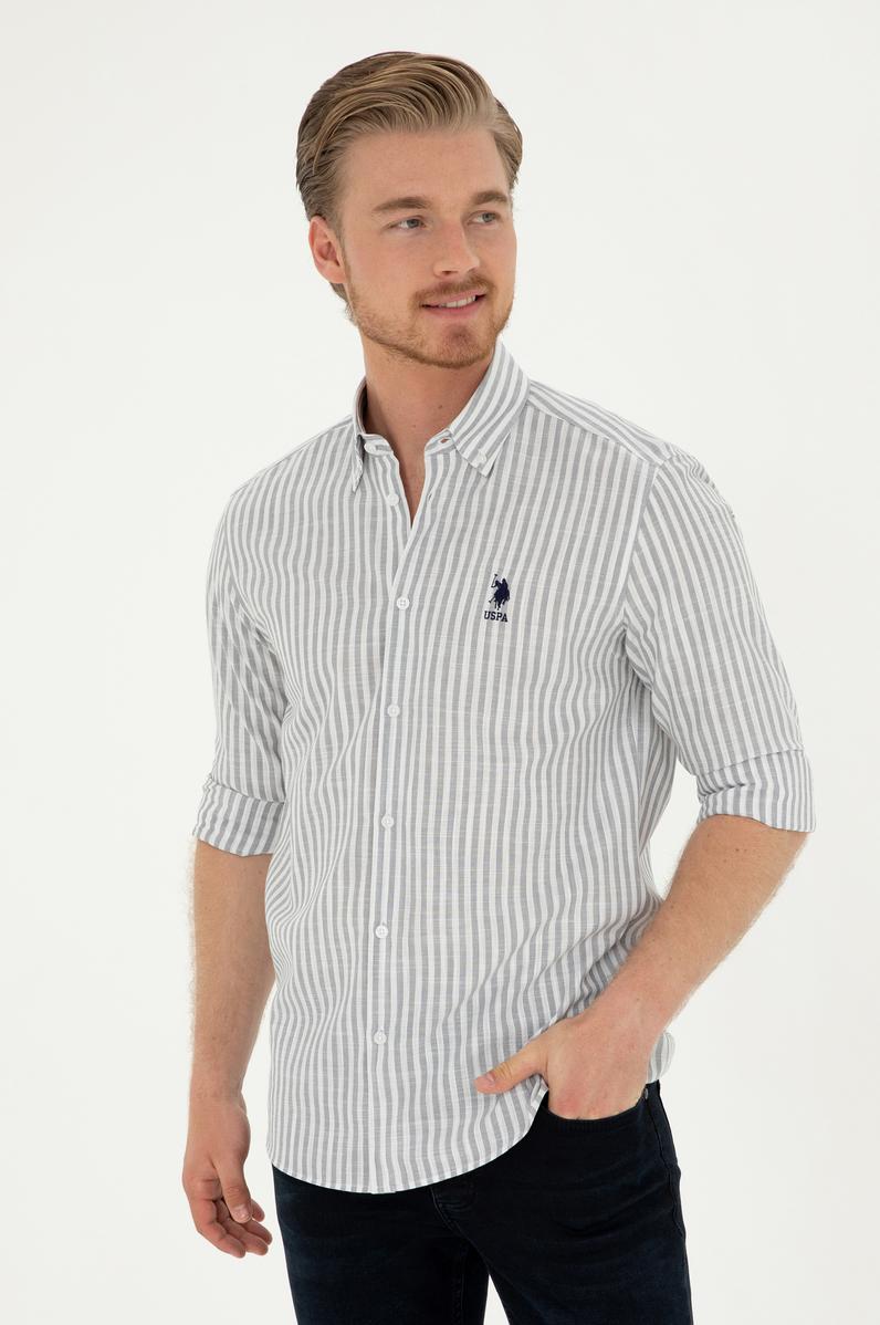 Erkek Gri Uzun Kollu Gömlek