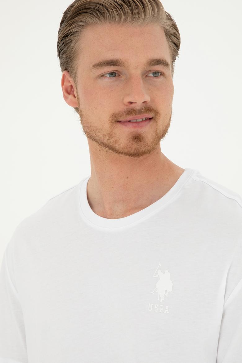 Erkek Comfort Fit Bisiklet Yaka Beyaz Tişört - 50281079019