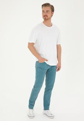 Erkek Comfort Fit Bisiklet Yaka Beyaz Tişört - 50281079019