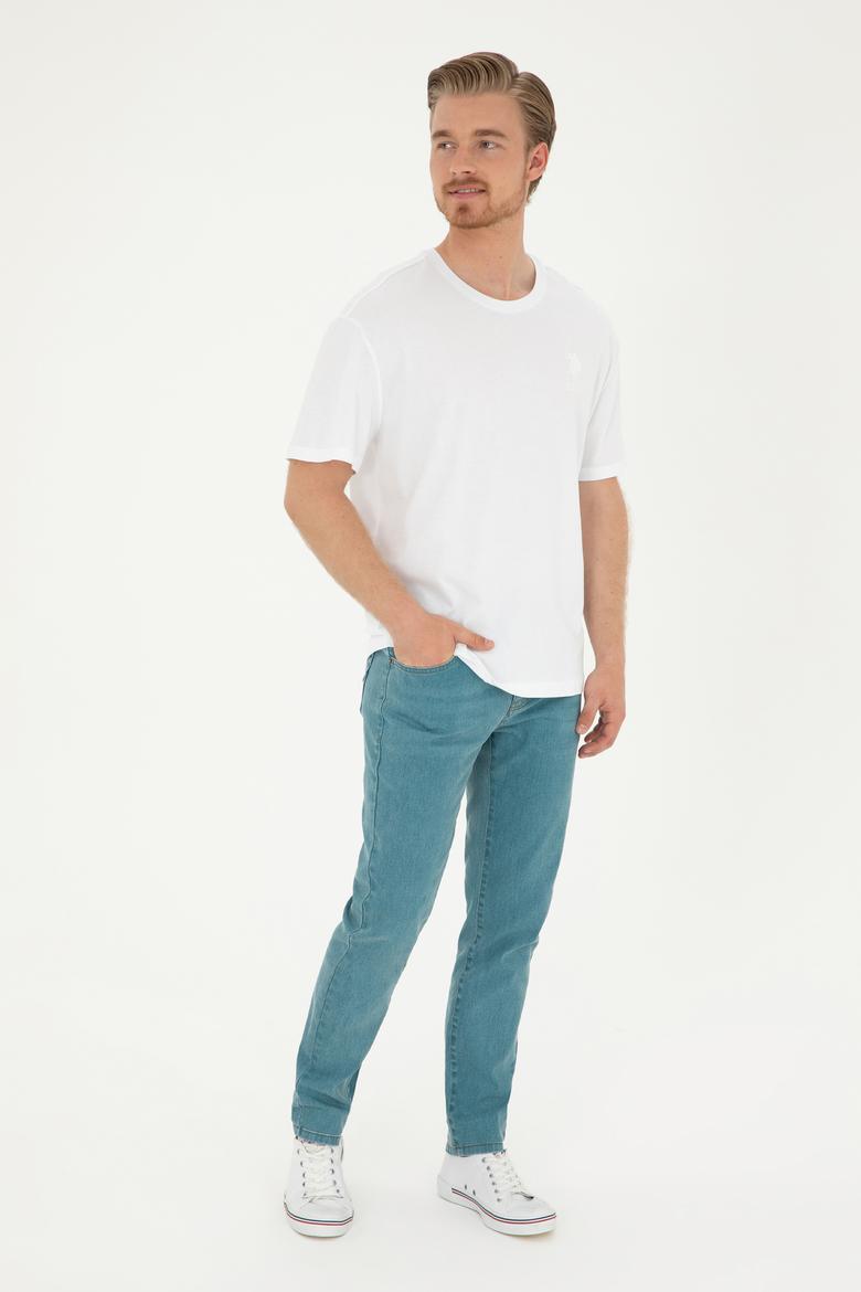 Erkek Comfort Fit Bisiklet Yaka Beyaz Tişört - 50281079019