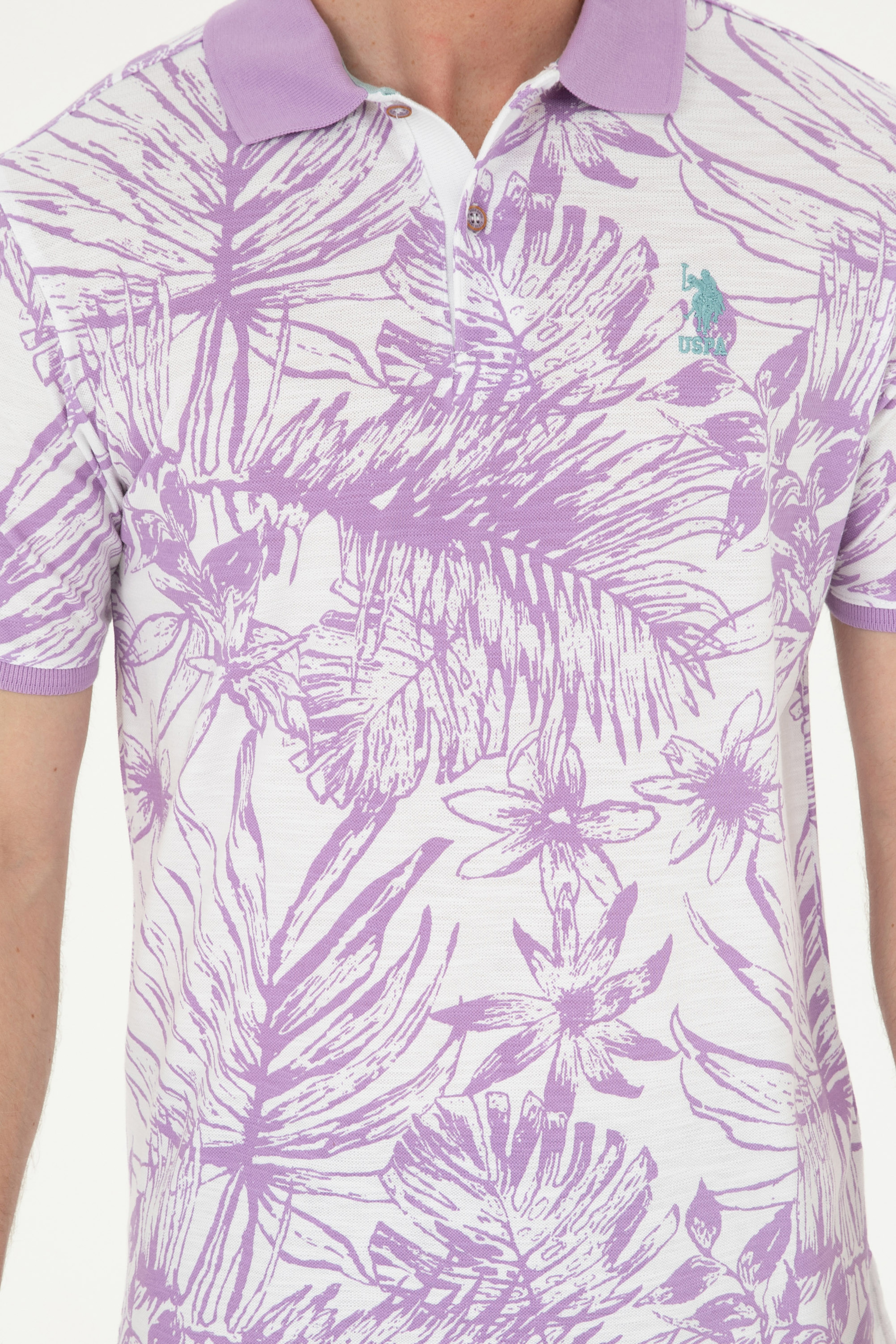 Erkek Regular Fit Polo Yaka Lila Tişört - Image 7