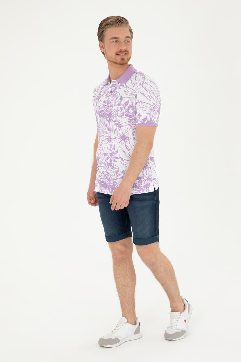 Erkek Regular Fit Polo Yaka Lila Tişört - 50281518011