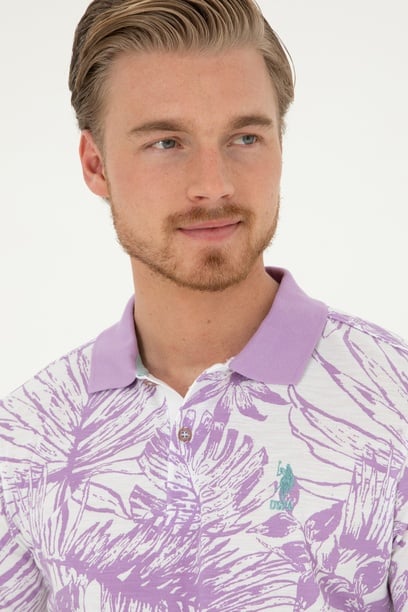 Erkek Regular Fit Polo Yaka Lila Tişört