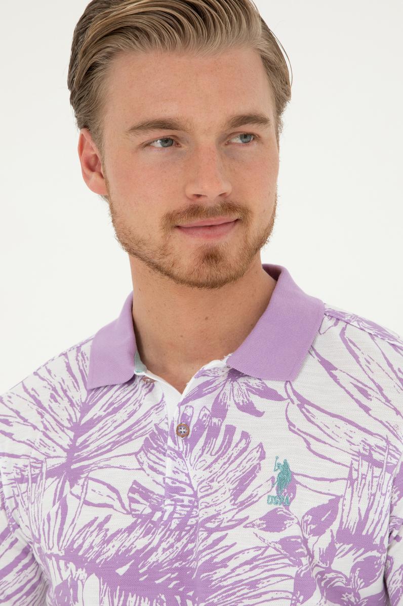 Erkek Regular Fit Polo Yaka Lila Tişört