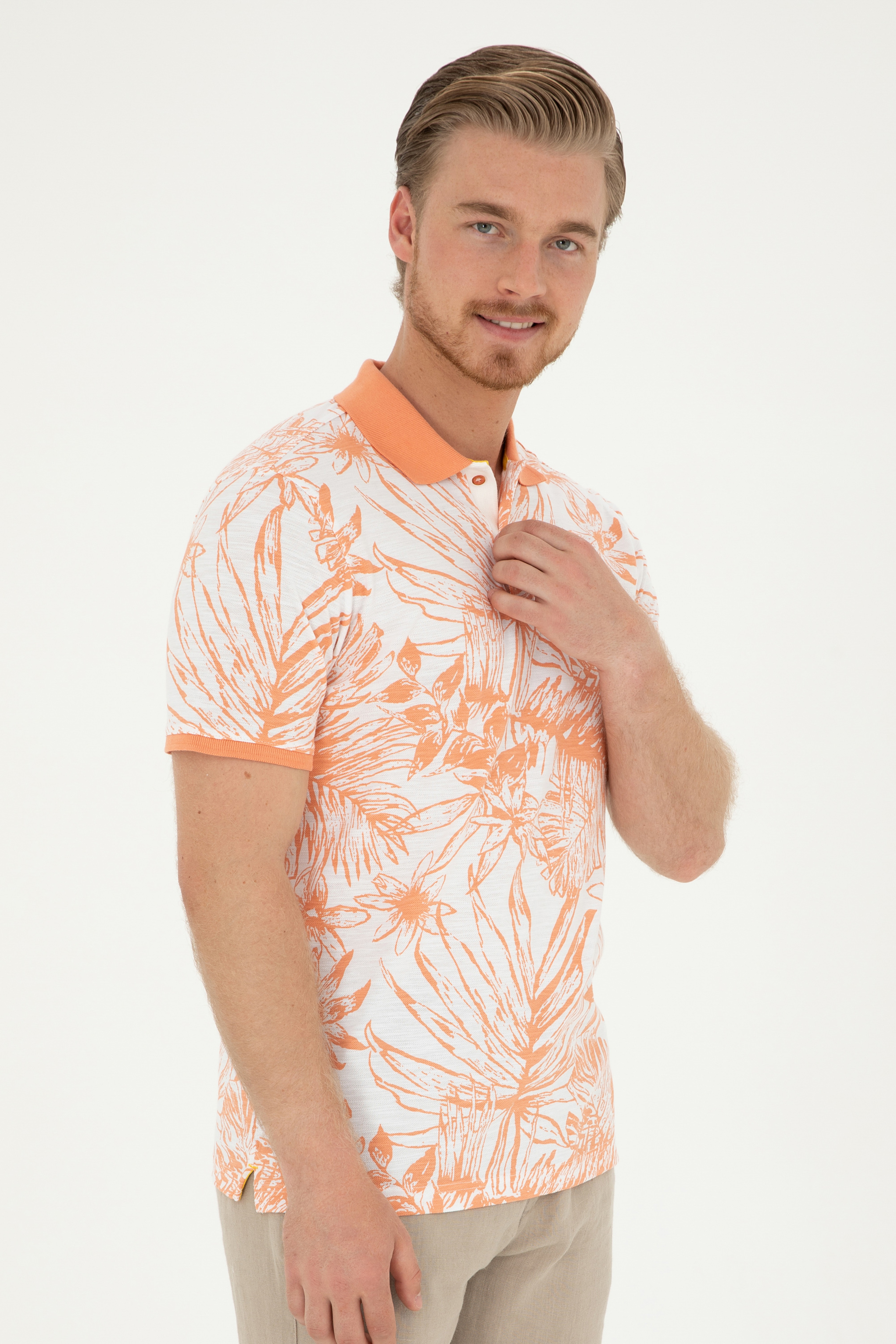 Erkek Regular Fit Polo Yaka Somon Tişört - Image 1
