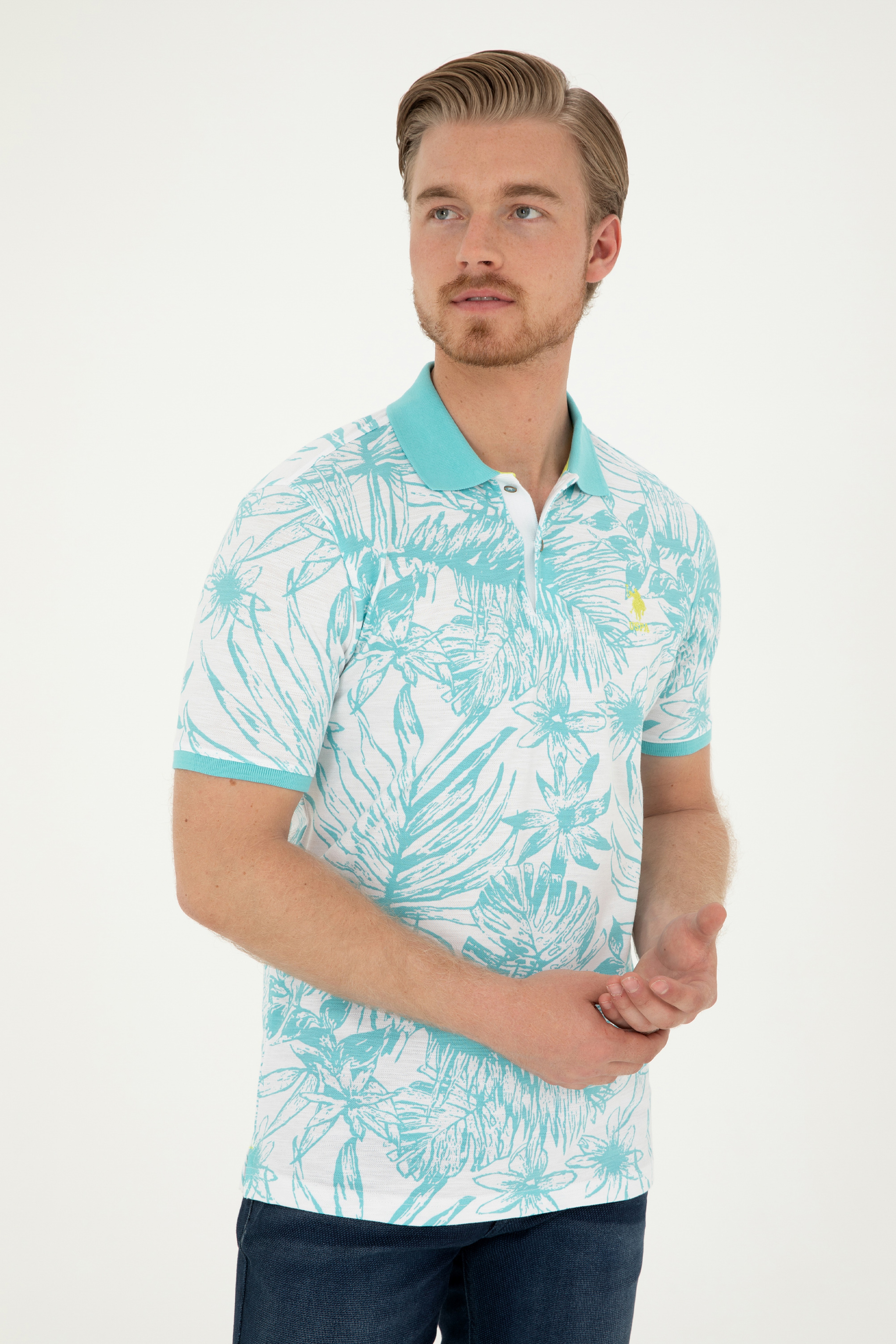 Erkek Regular Fit Polo Yaka Mint Tişört