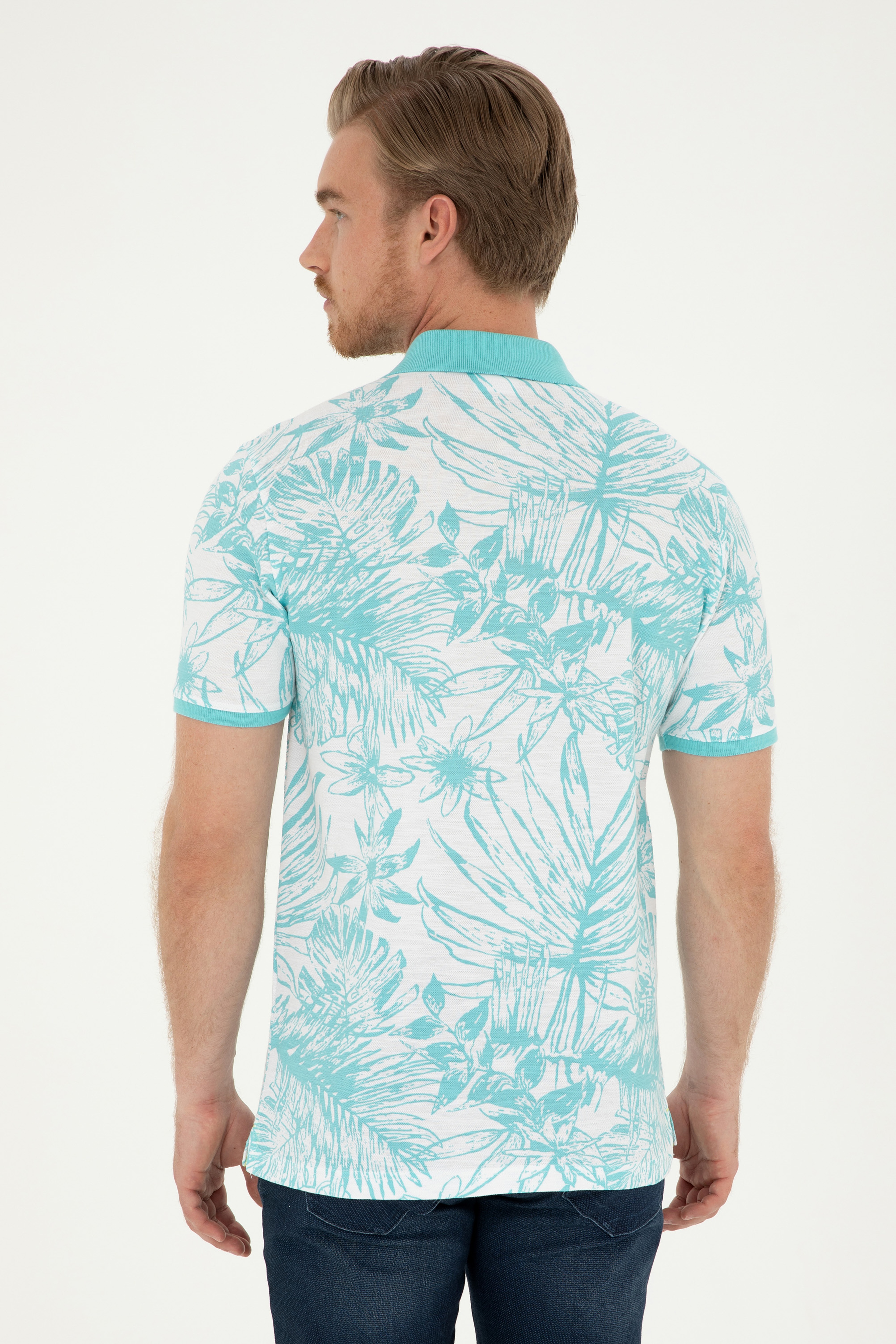 Erkek Regular Fit Polo Yaka Mint Tişört - Image 5