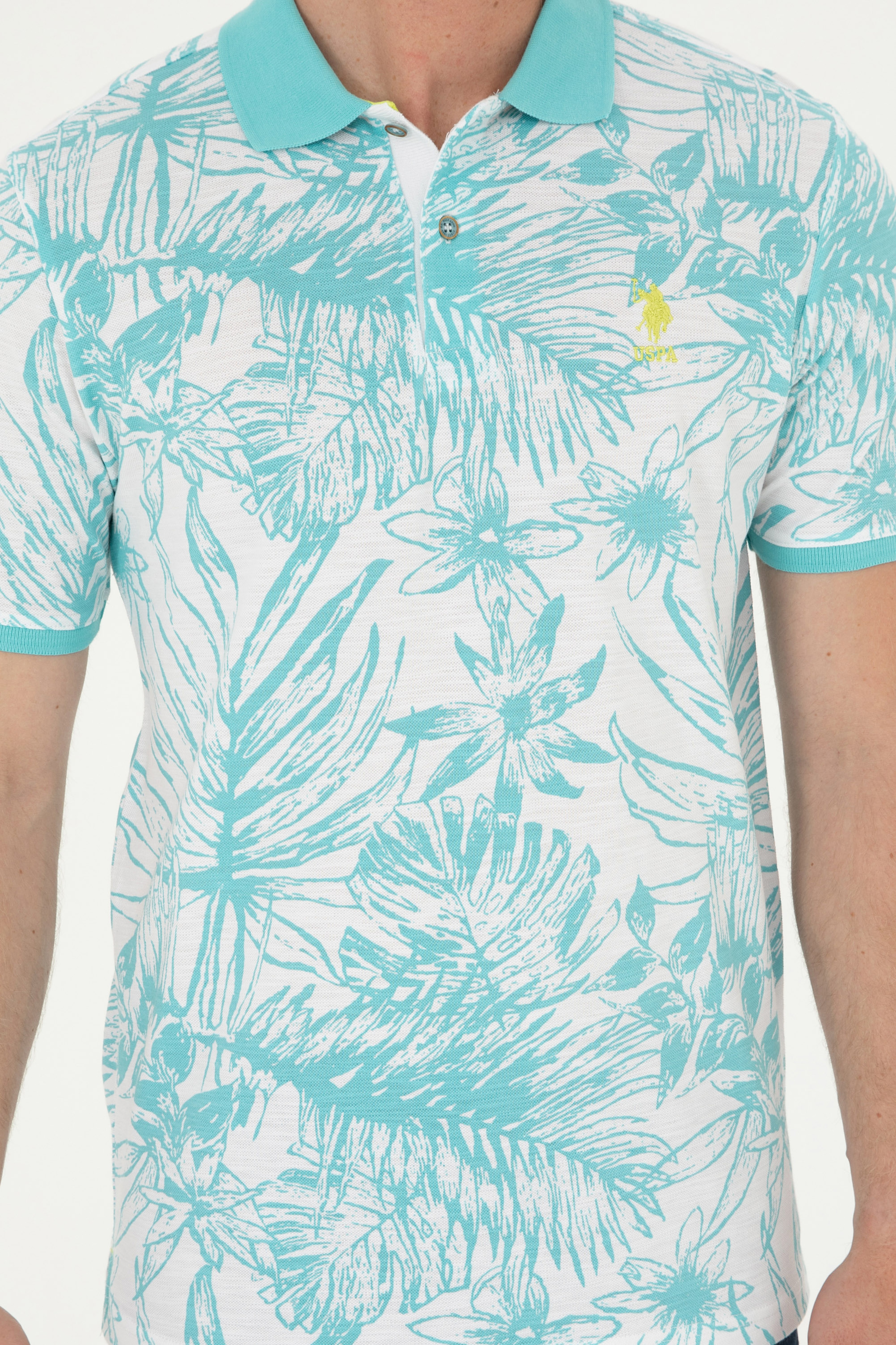 Erkek Regular Fit Polo Yaka Mint Tişört - Image 6