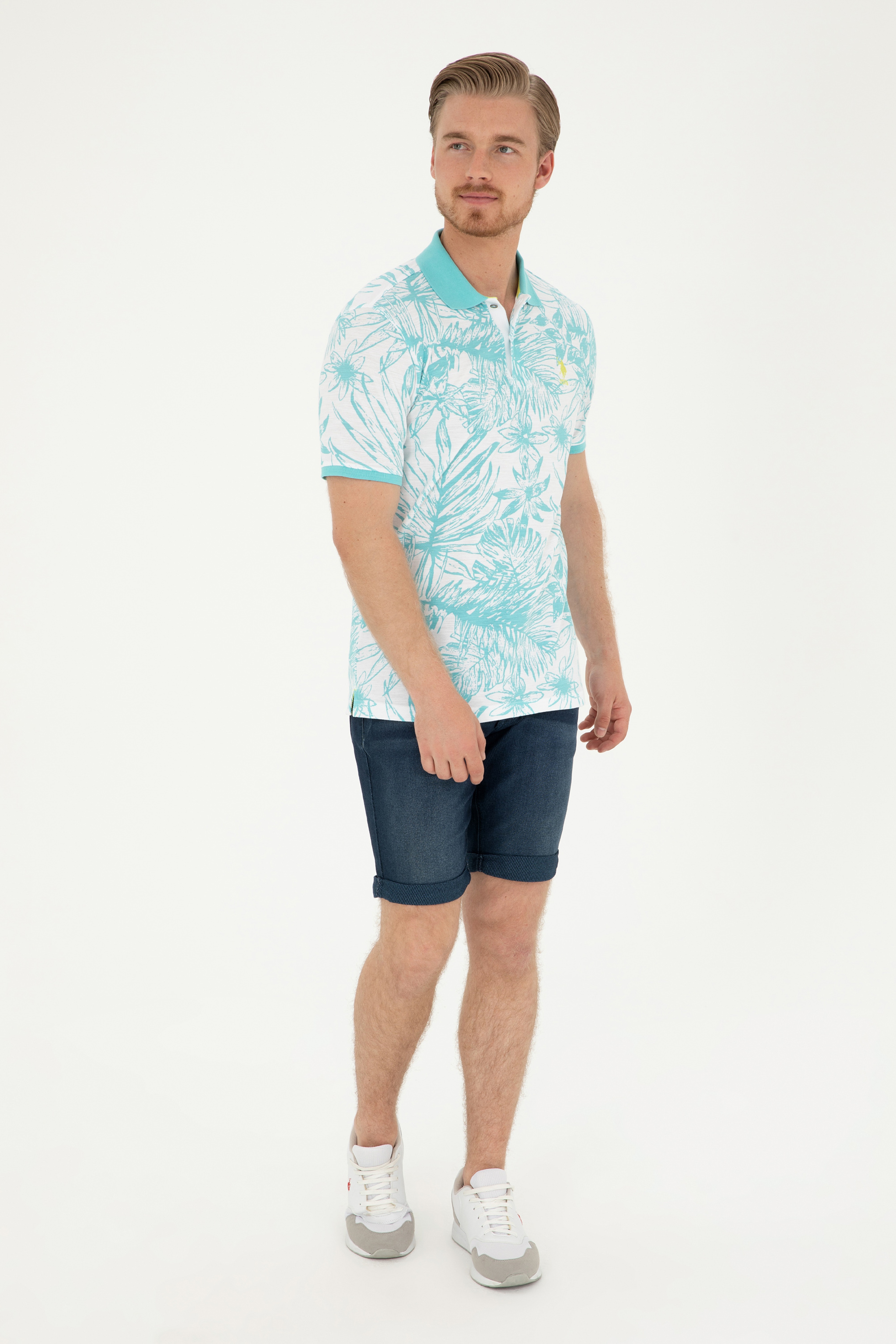 Erkek Regular Fit Polo Yaka Mint Tişört - Image 4