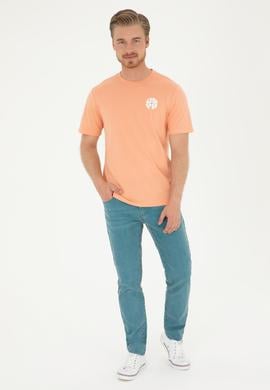 Erkek Regular Fit Bisiklet Yaka Somon Tişört - 50287037026