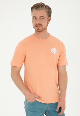 Erkek Regular Fit Bisiklet Yaka Somon Tişört - 50287037026