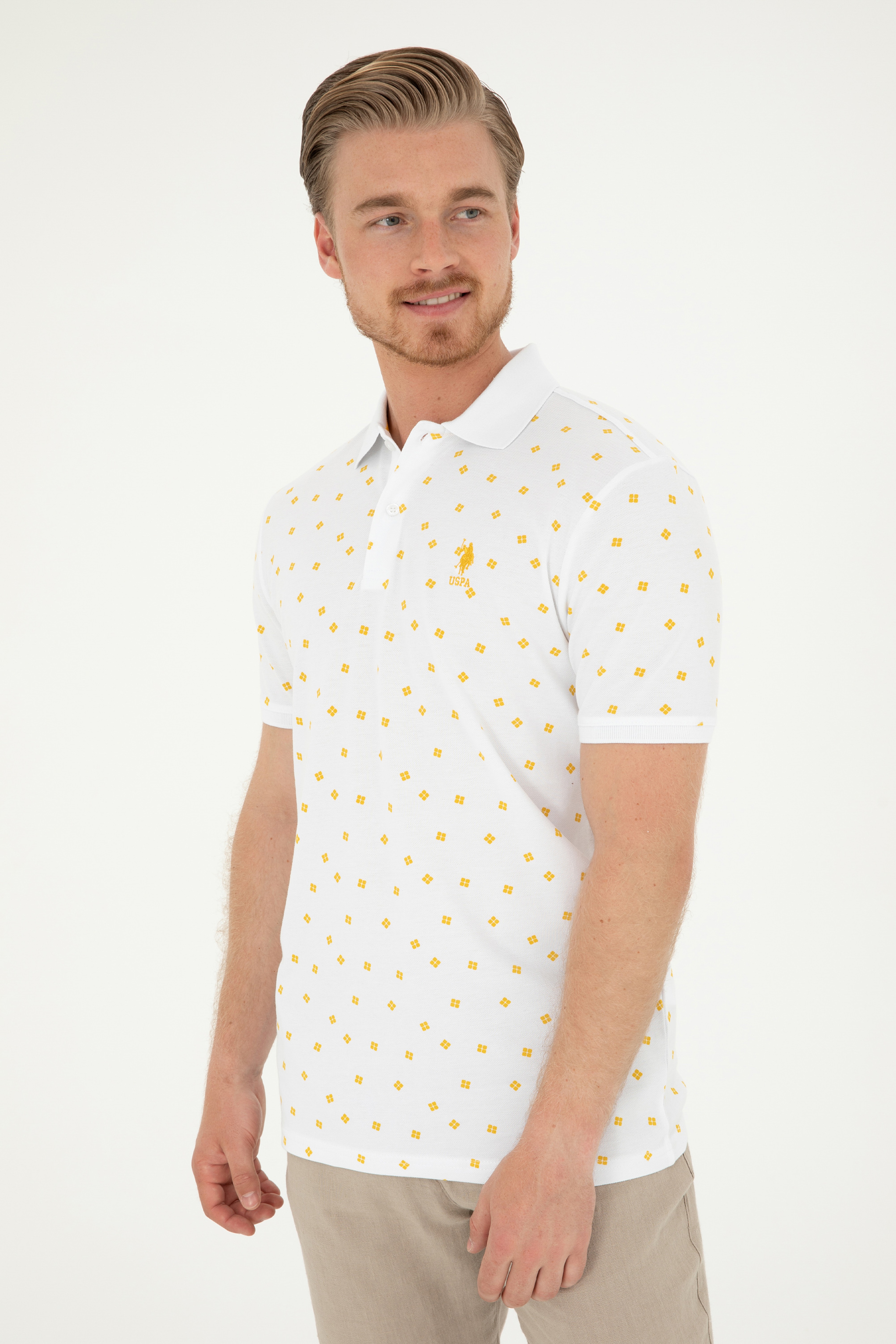 Erkek Regular Fit Polo Yaka Safran Tişört