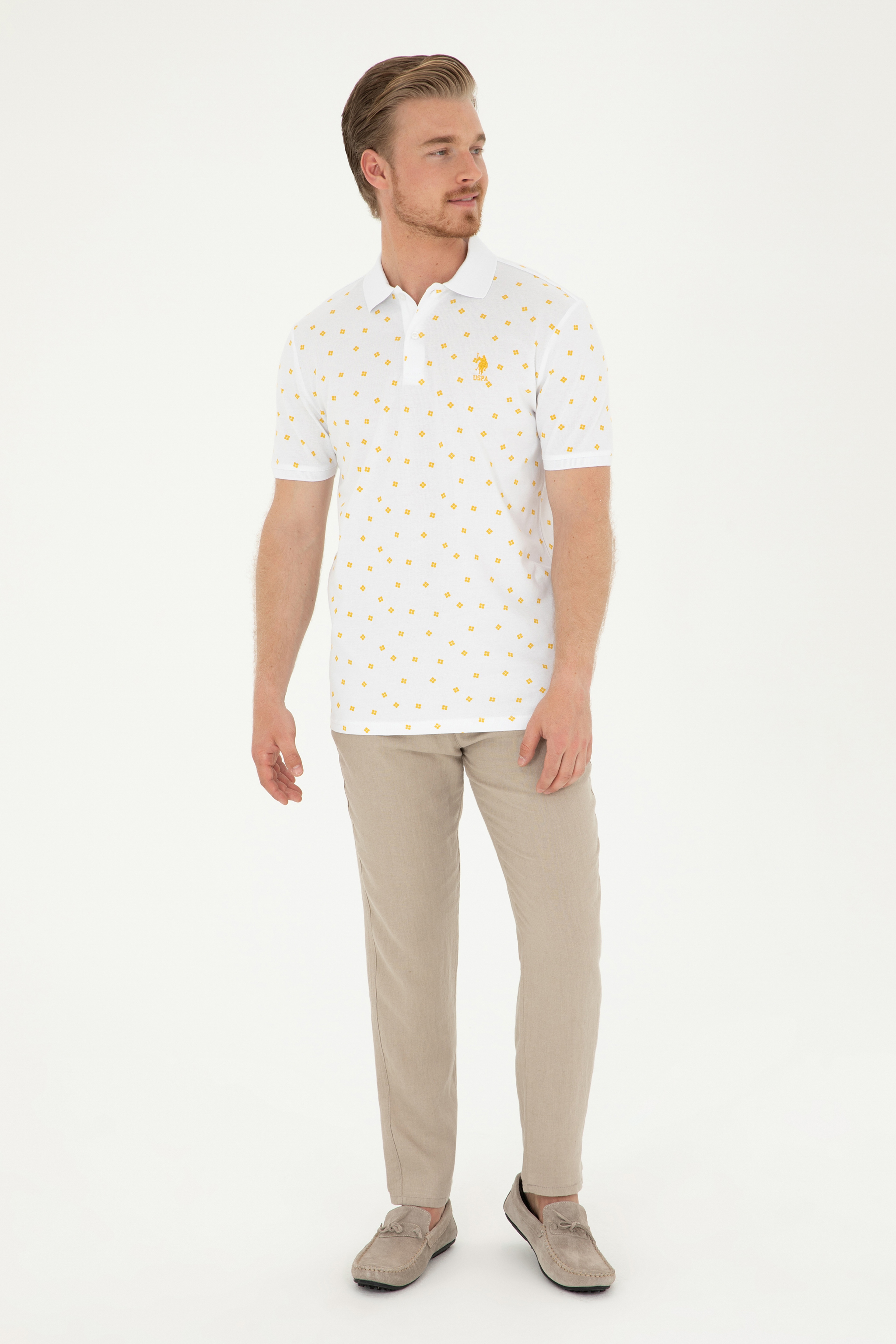 Erkek Regular Fit Polo Yaka Safran Tişört - Image 4