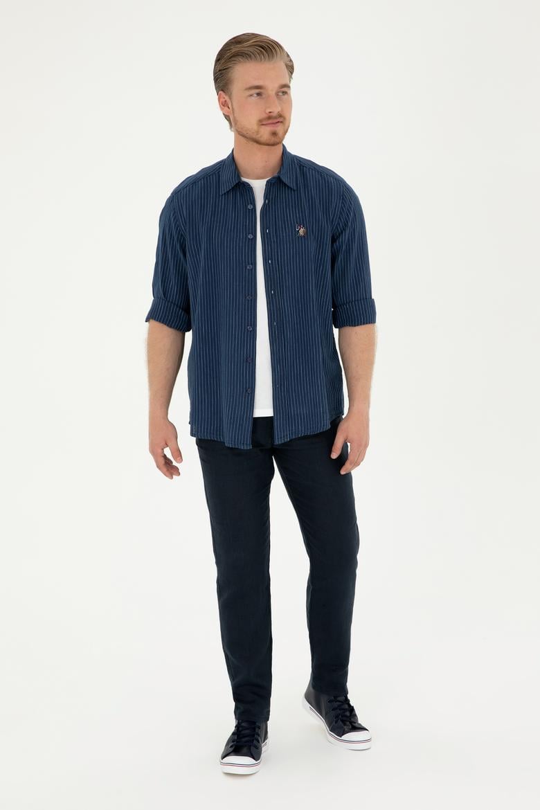 Erkek Koyu Mavi Jean Gömlek - 50281930007