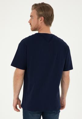 Erkek Comfort Fit Bisiklet Yaka Lacivert Tişört - 50281079007