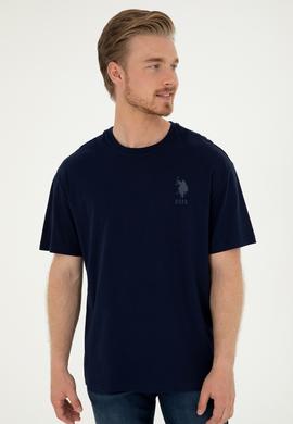 Erkek Comfort Fit Bisiklet Yaka Lacivert Tişört - 50281079007