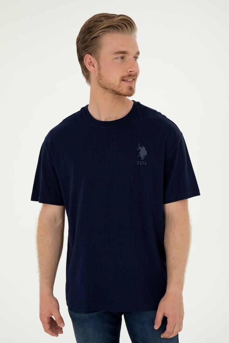 Erkek Comfort Fit Bisiklet Yaka Lacivert Tişört - 50281079007