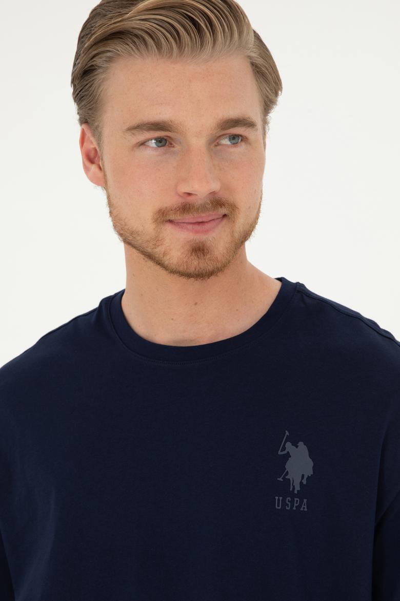 Erkek Comfort Fit Bisiklet Yaka Lacivert Tişört - 50281079007