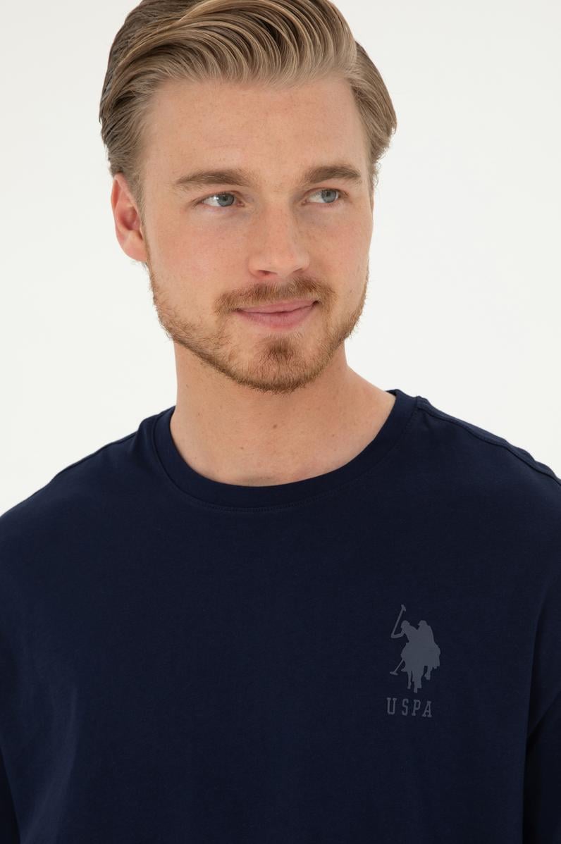 Erkek Comfort Fit Bisiklet Yaka Lacivert Tişört